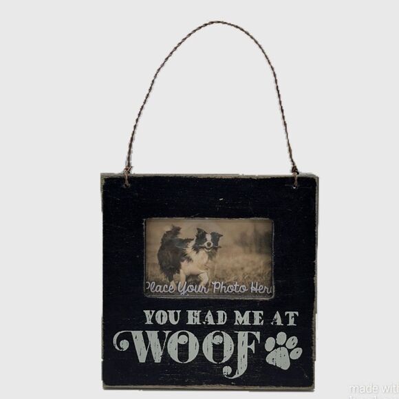 NWT You Had Me At Woof Vintage Wooden Hang Frame - Picture 1 of 4
